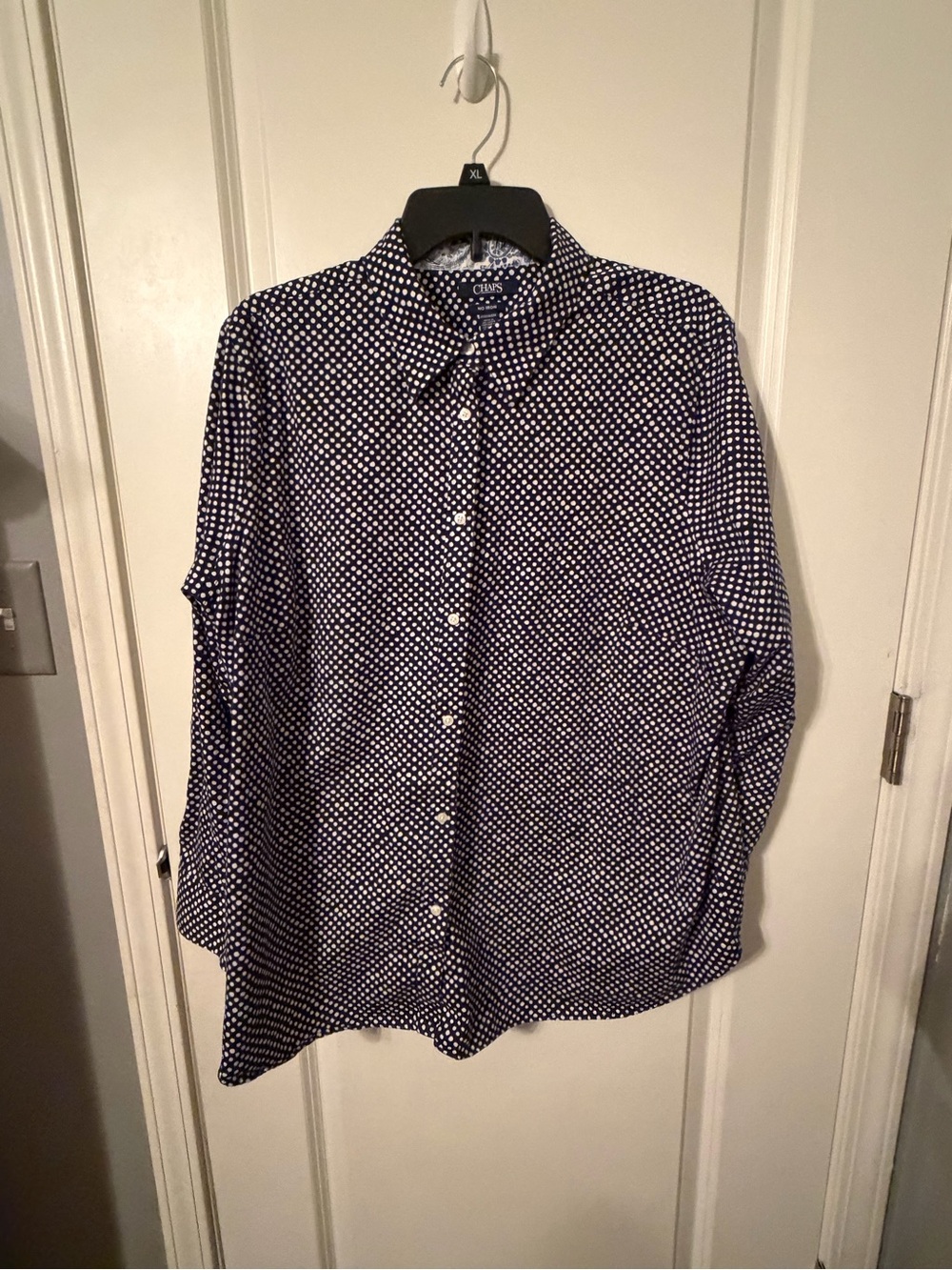 Chaps Men's Navy Blue Polka Dot Button-Down Shirt